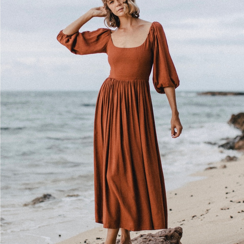 Kara Thoms Bellflower Dress in red earth - sold out online XS